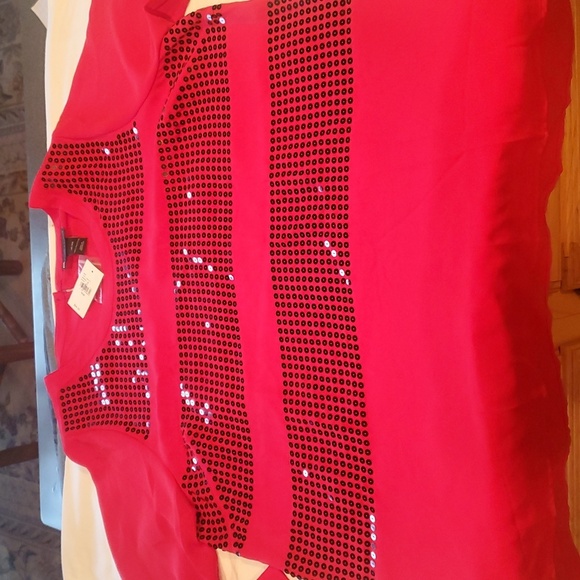 Lane Bryant Long Sleeve Red Sequin Sz. 18/20 Top Tunic Blouse NWT - Picture 9 of 11